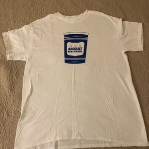 White T-Shirt with Blue Absolut New York Graphic